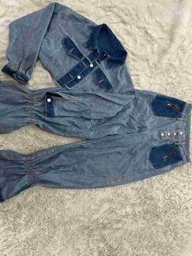 Fujian Streetwear Zweiteiler elegant Denim - Größe S M 71 80