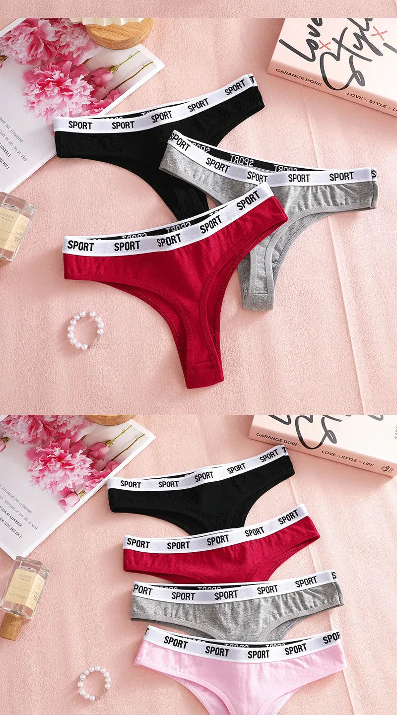 FINETOO Damen-Unterwäsche 2025 - 4er-Set Baumwoll-Strings für Sport elegante Marken-Tangas