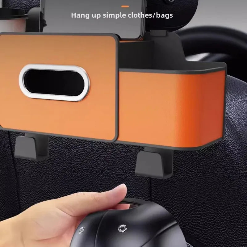 Scaun auto spate banchetă piele multifuncțională cutie de depozitare cutie de șervețele auto geantă de depozitare suport pentru pahare de apă cu cârlig cutie de depozitare