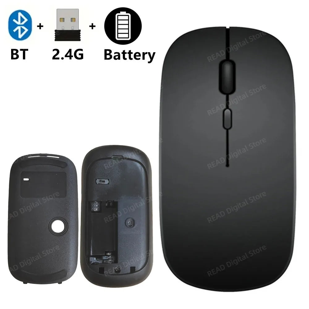 Wireless Maus Slim Bluetooth-kompatibel 2.4G Computer-Mäuse Portable Rechargeable/Battery Cordless Maus für iPad Laptop Desktop