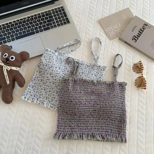 Maiou de damă 2025 - Camizolă din dantelă cu imprimeu floral și absorbante integrate pentru sutien