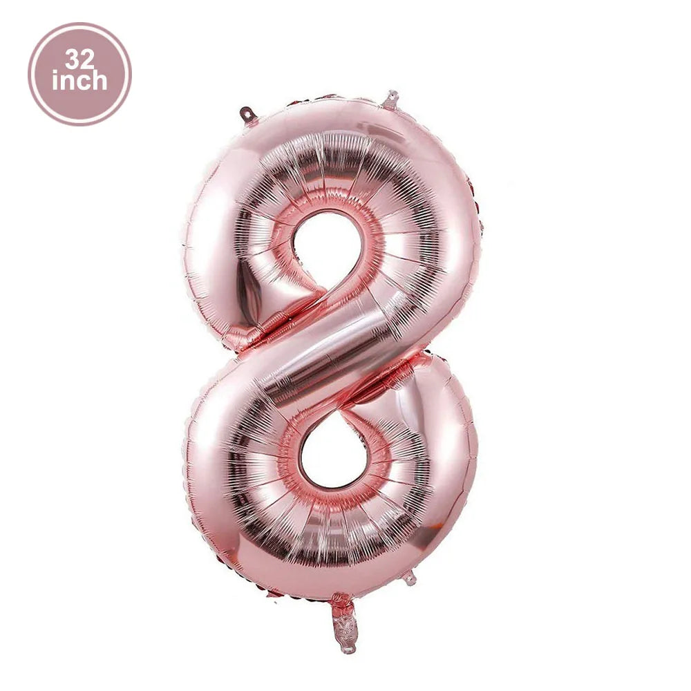 PartiesTour 32Inch Zahlenballon Rosa - Folie 81cm Groß