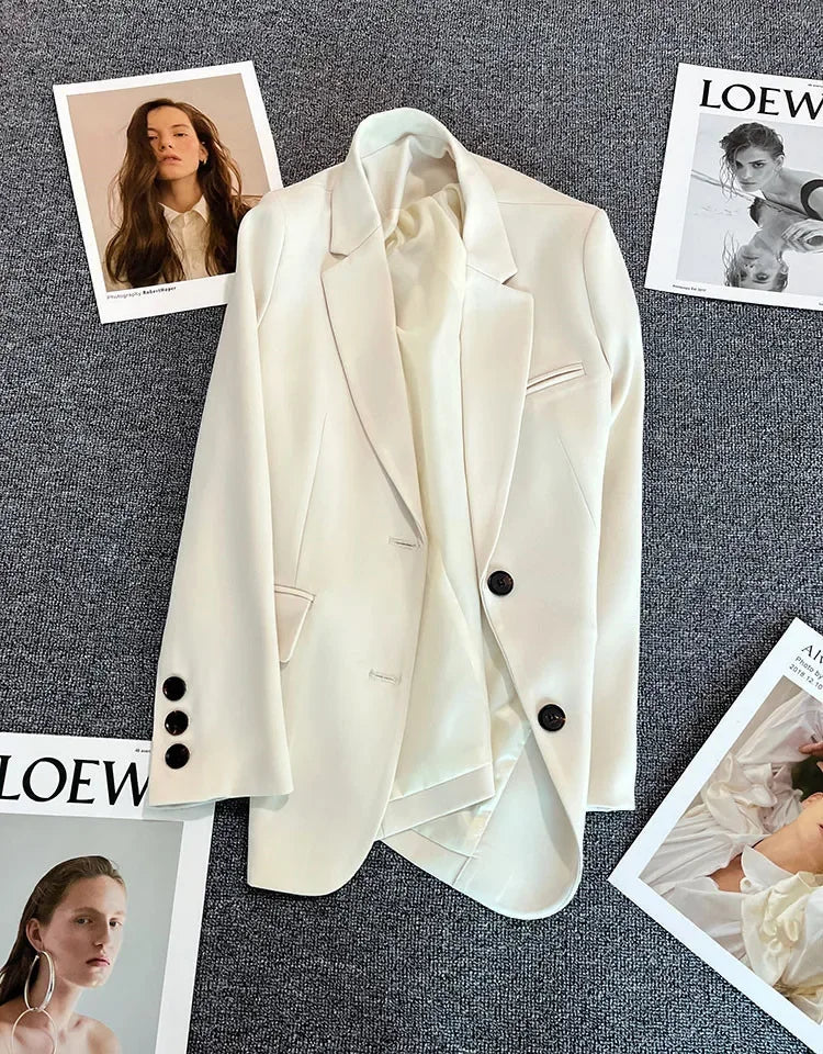 Elegant Office Lady Blazers for Women 2024 Fashion Long Sleeve Single Button Blazer Coats Female Top Suit Jackets Outerwears