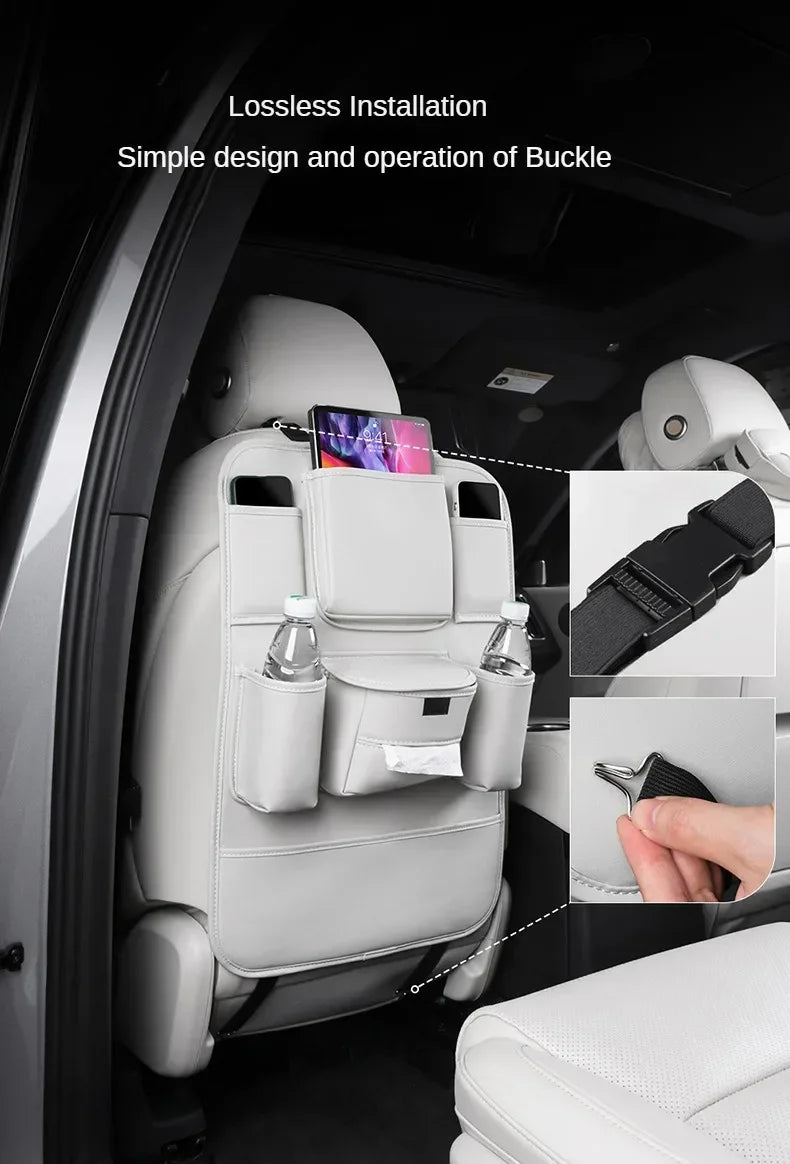 Car Seat Back Storage Bag Large Capacity PU Leather Car Backseat Organizer Storage Bag for Li Lixiang L6 L7 L8 L9 2022 2023 2024