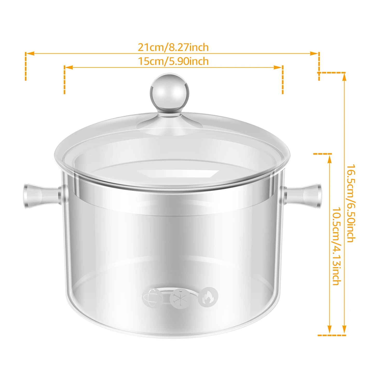 Willstar 1,5L Glastopf Hitzeresistent - Dualgriffe Deckel