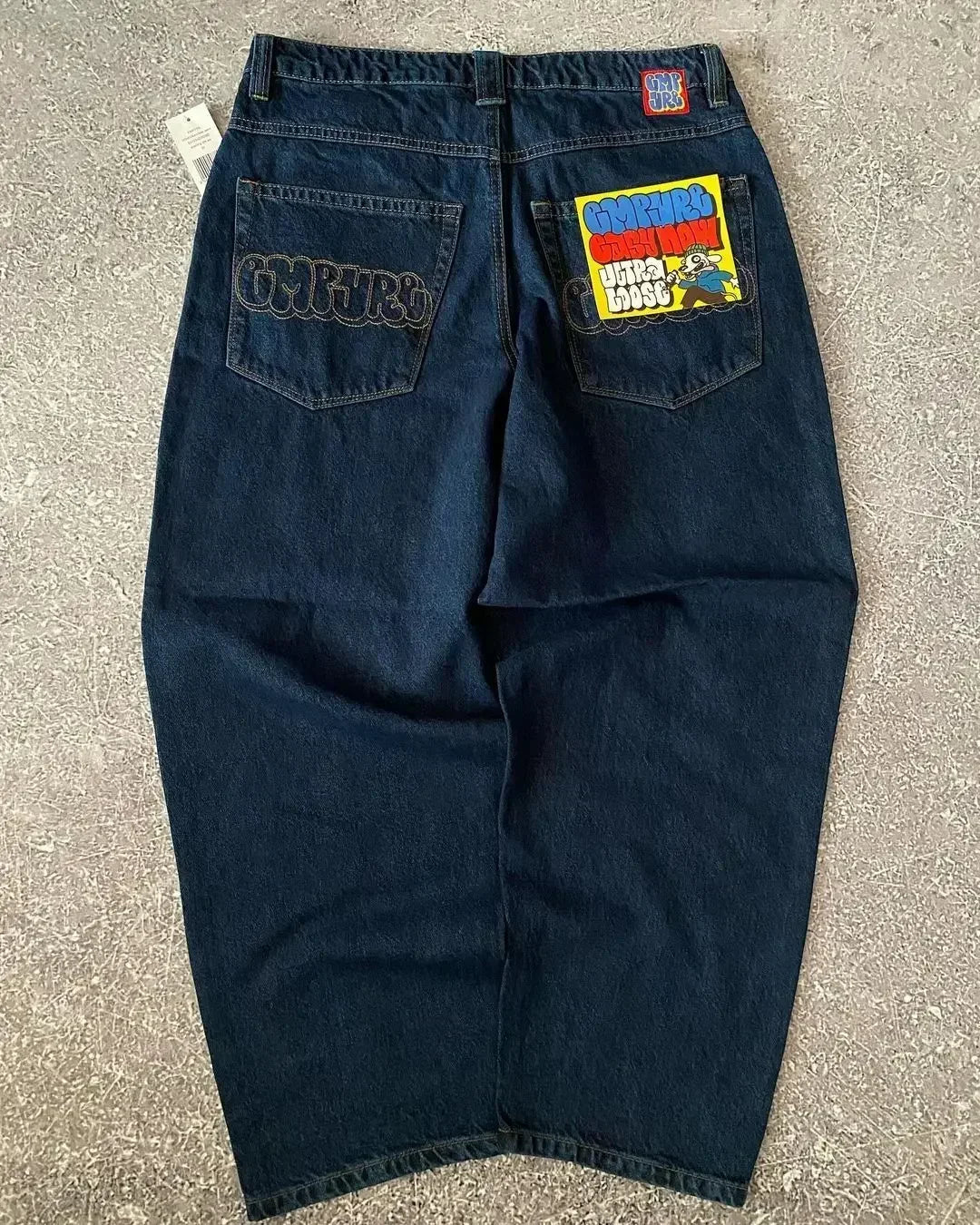 Jeans Y2k Pants Black Jeans Wide Leg Men Retro Loose Fashion Trendy Pants Hip-Hop Streetwear Y2k American Street Casual Jeans