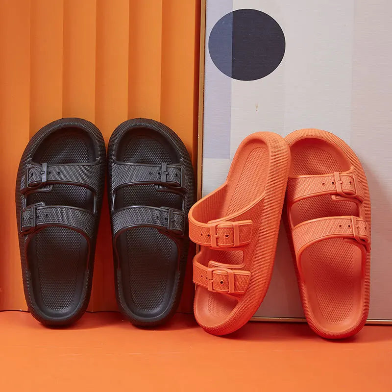 Mode Schnalle Dick Plattform Hausschuhe Frauen Heim Weich Sohle EVA Cloud Slides Sandalen Frau 2025 Sommer Rutschfest Strand Flip Flops