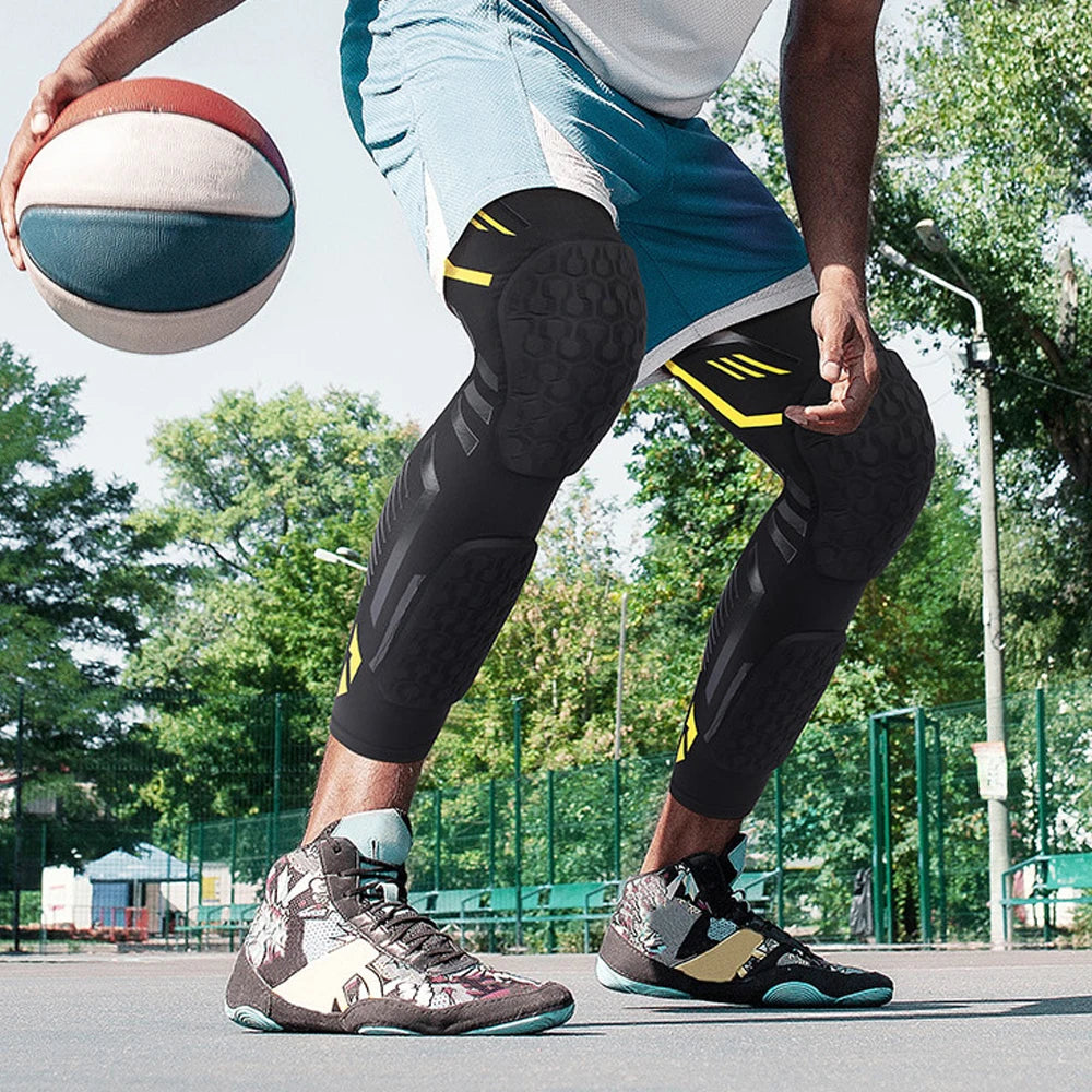 Anti-Kollision Gepolstert Knie Kompression 2025 - Lang Bein Ärmel Sports Basketball Football - Volleyball Knie Pads Schienbein Support