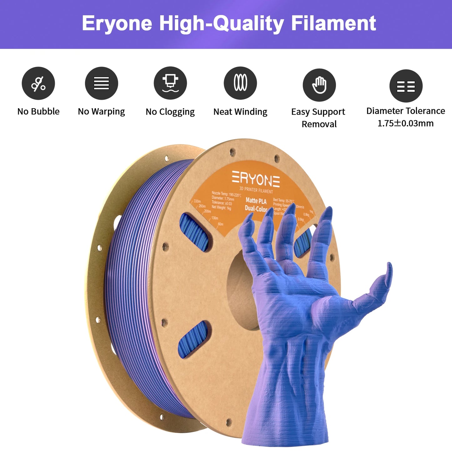 ERYONE Matte Dual Color PLA - 1,75 mm 1 kg Toleranz 0,03 mm