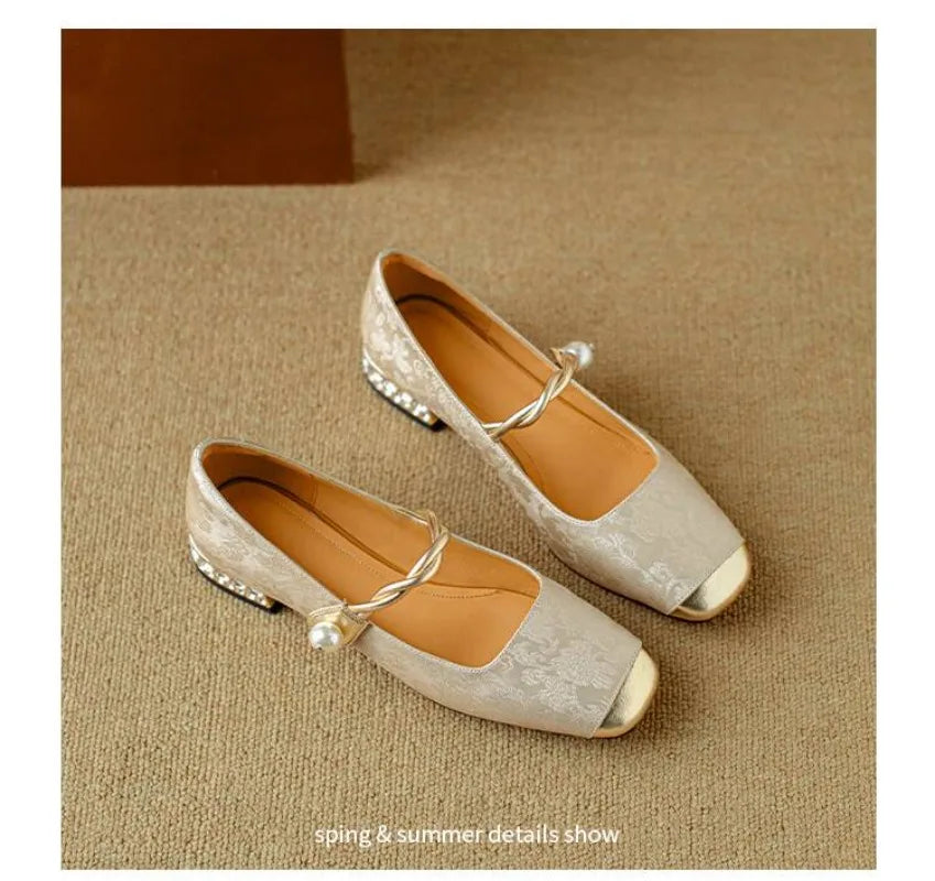 Elegant Mary Jane High Heels Women's Shoes  Spring Summer New Style Luxury Soft Evening Wind Dress French Style Boots