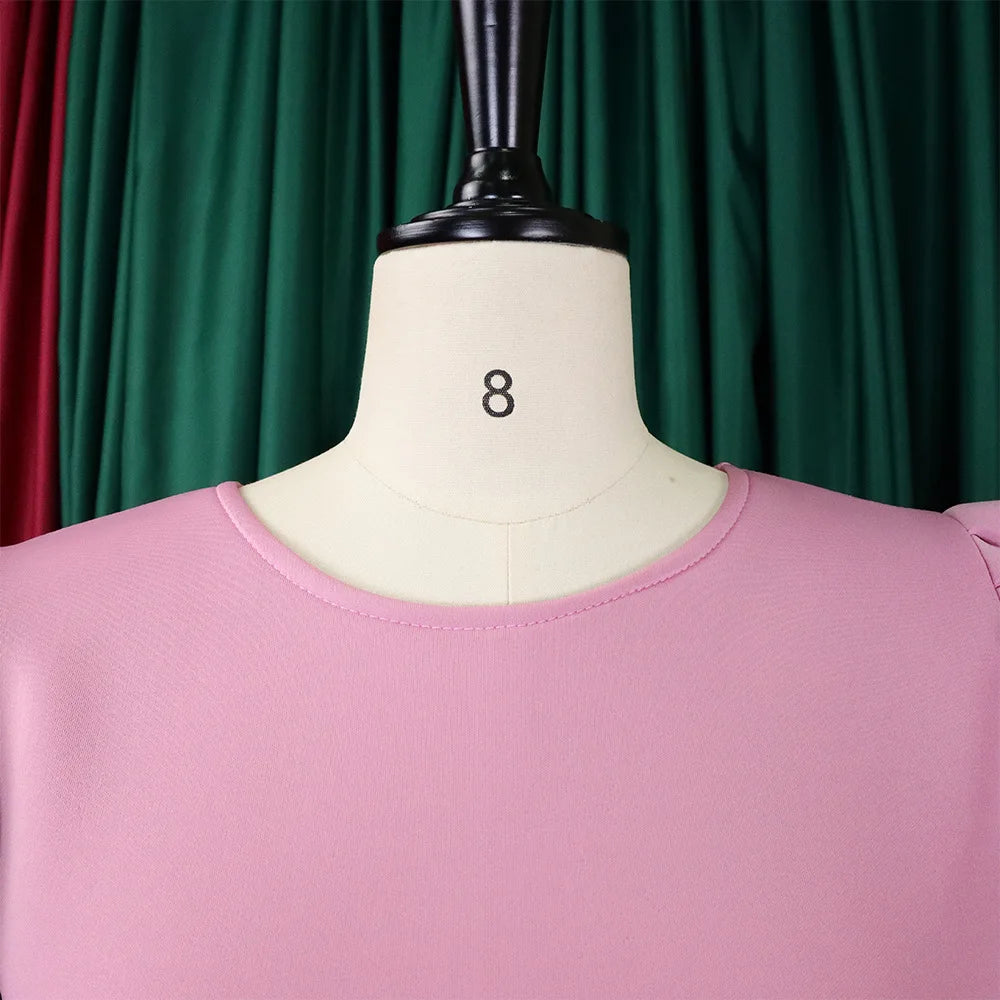 Elegante Kleider Für Frauen 2024 O-Ausschnitt Kurze Ärmel Hohe Taille Plissiert Midi Luxus Weiblich Geburtstag Party Dinner Vestidos