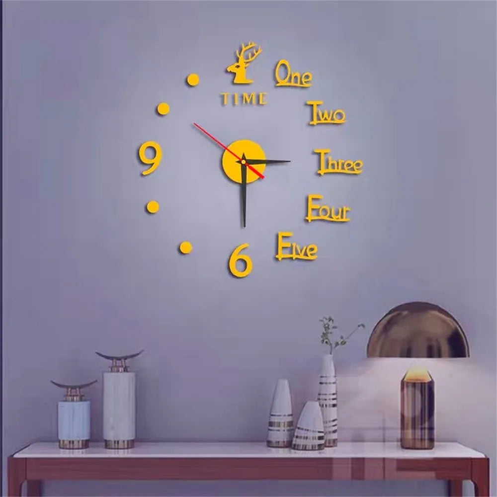 Luminous Wall Clock Large Watch Horloge Murale 3d Diy Acrylic Mirror Stickers Quartz Duvar Saat Klock Modern Mute Alarm Clock