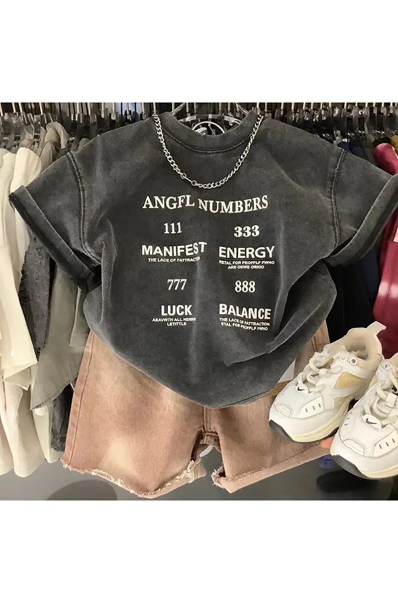 Jungen-T-Shirt 2025: Vintage-Washed Premium Cotton - Trendy Sommer-Collection