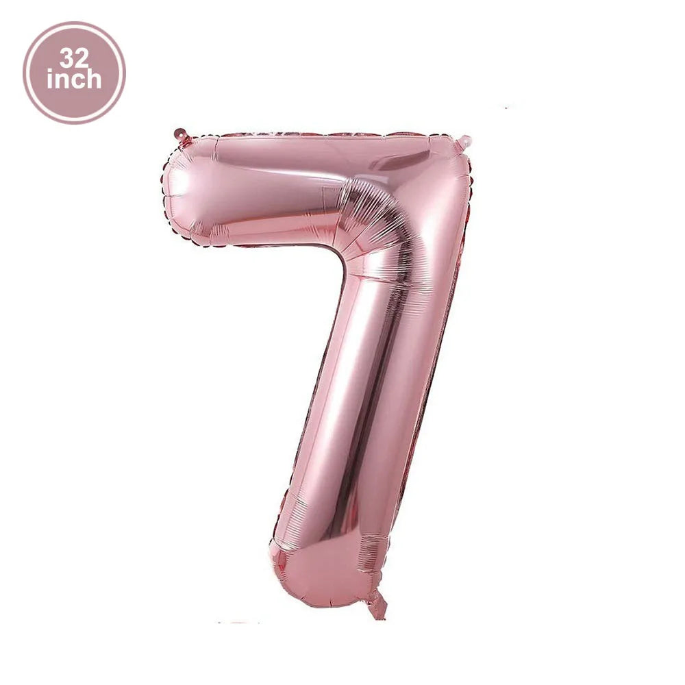 PartiesTour 32Inch Zahlenballon Rosa - Folie 81cm Groß