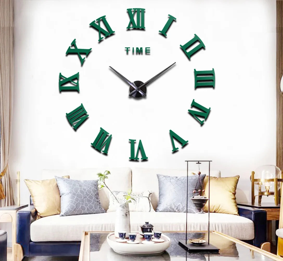 DIY Simple Modern Design Digital Clock Silent Wall Clock Office Living Room Home Wall Decoration Punch-Free Wall Sticker Clock