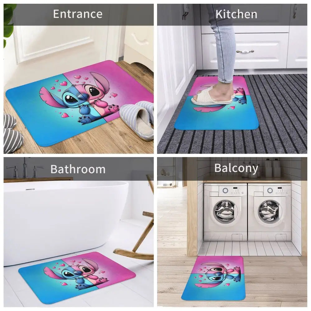 Custom Cartoon Stitch Floor Door Kitchen Bathroom Mat Anti-Slip Outdoor Doormat Bedroom Balcony Entrance Rug Carpet Footpad