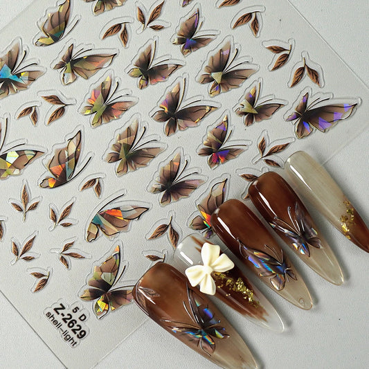 Leidankou 5D Schmetterling Nail Art Aufkleber - 14x7.2cm 1St