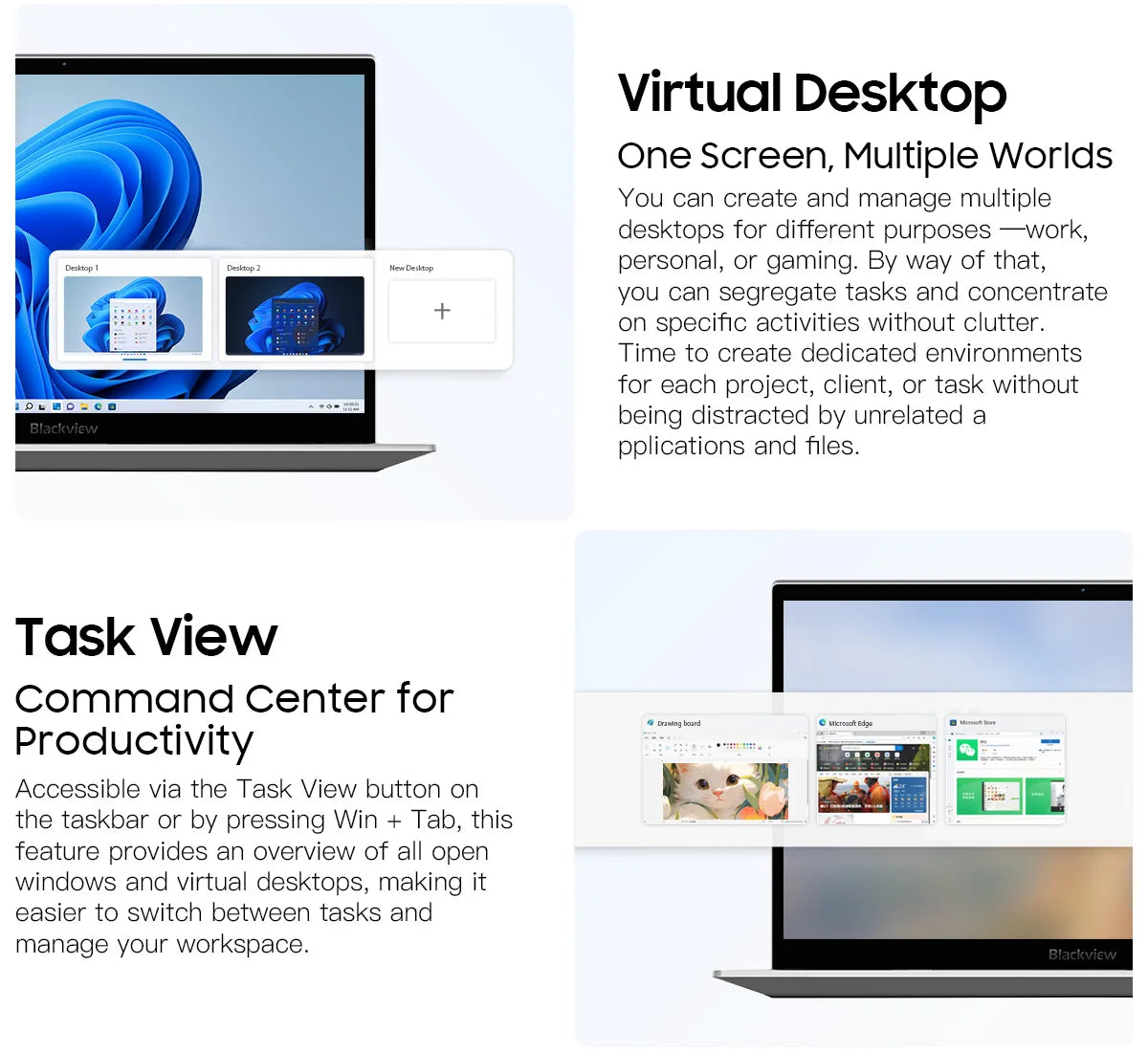 Laptop Blackview AceBook 8 15.6" 12th Gen Intel Alder Lake N97 16GB RAM 512GB SSD + extensie până la 1TB Windows 11 Home 15.6"