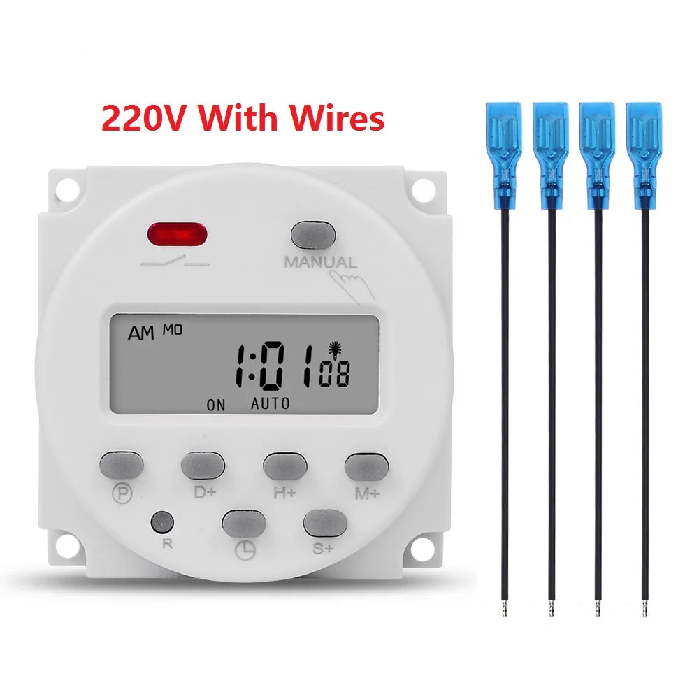 Gaqqee 1 Second Interval 12V 24V 110V 220V Digital LED Timer Switch 7 Days Weekly Programmable Time Relay Programmer CN101S