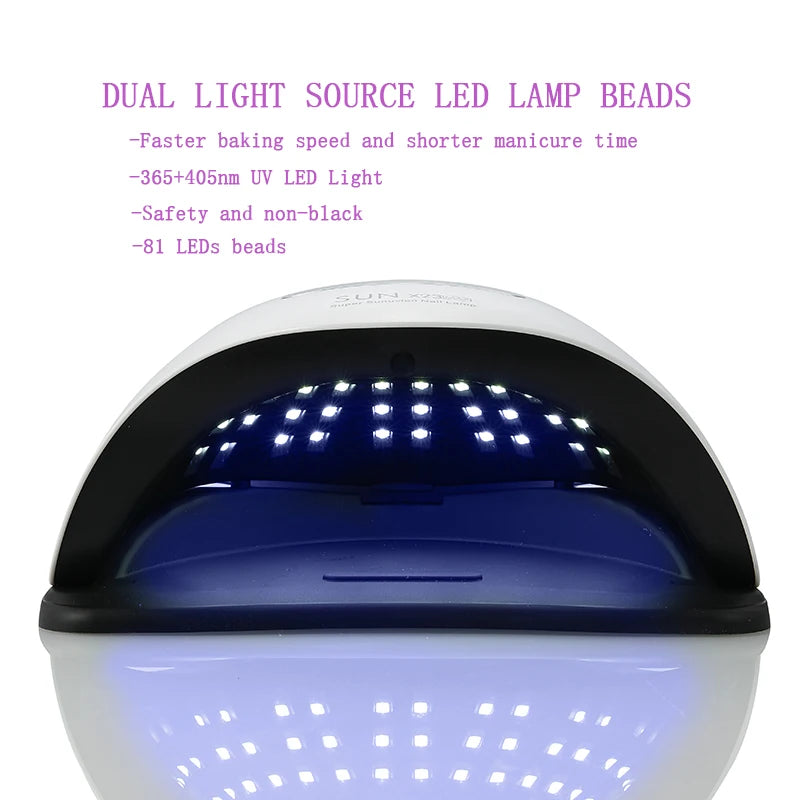 Lampă de unghii SUN X23MAX cu 81 LED-uri UV LED pentru uscarea ojei gel, uscător de unghii profesional cu temporizator 10/30/60/99s, senzor automat