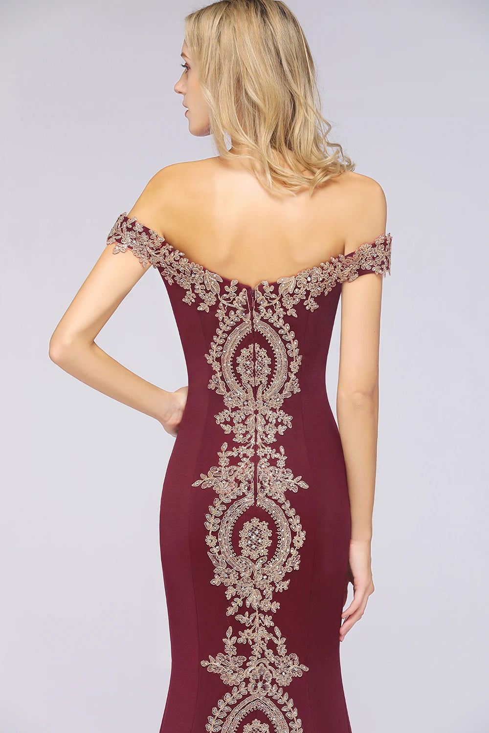 Women Mermaid Bridesmaid Dress For Wedding Party Long Lace Applique Off Shoulder Evening Prom Formal Gowns Floor Length Vestidos