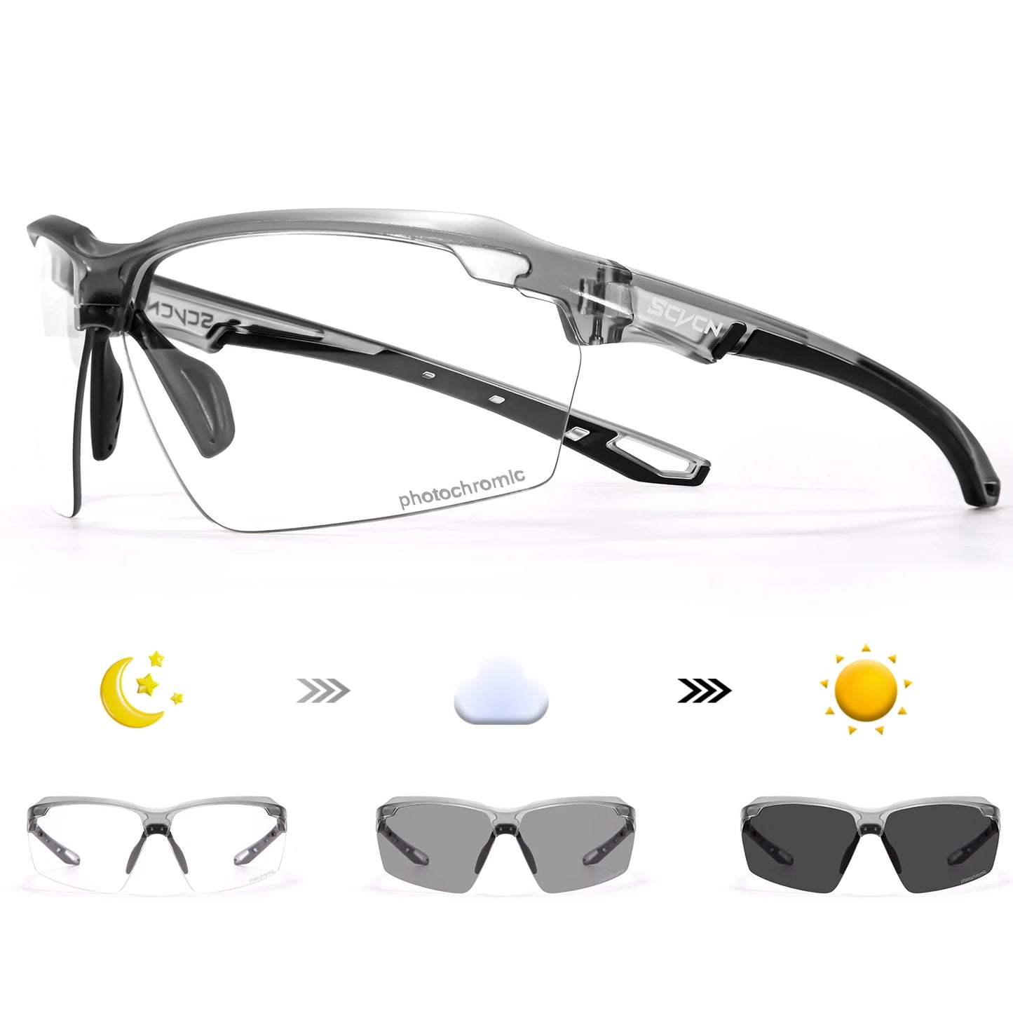 SCVCN Photochromic Cycling Glasses Men MTB Cycling Sunglasses Women Road Bike Eyewear UV400 Outdoor Sports Running Glasses