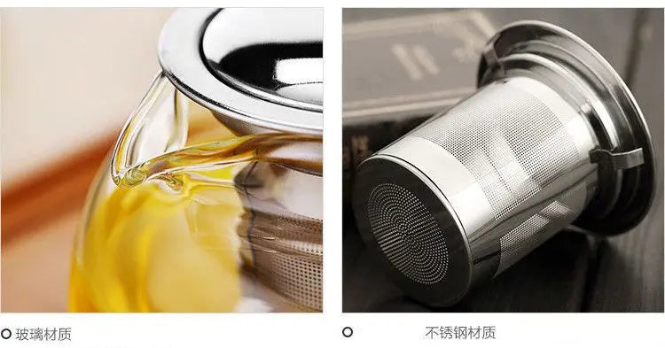 High quality Heat Resistant Glass Tea Pot,Chinese Flower Tea Set Puer Kettle Coffee Teapot Convenient With Infuser Office Home