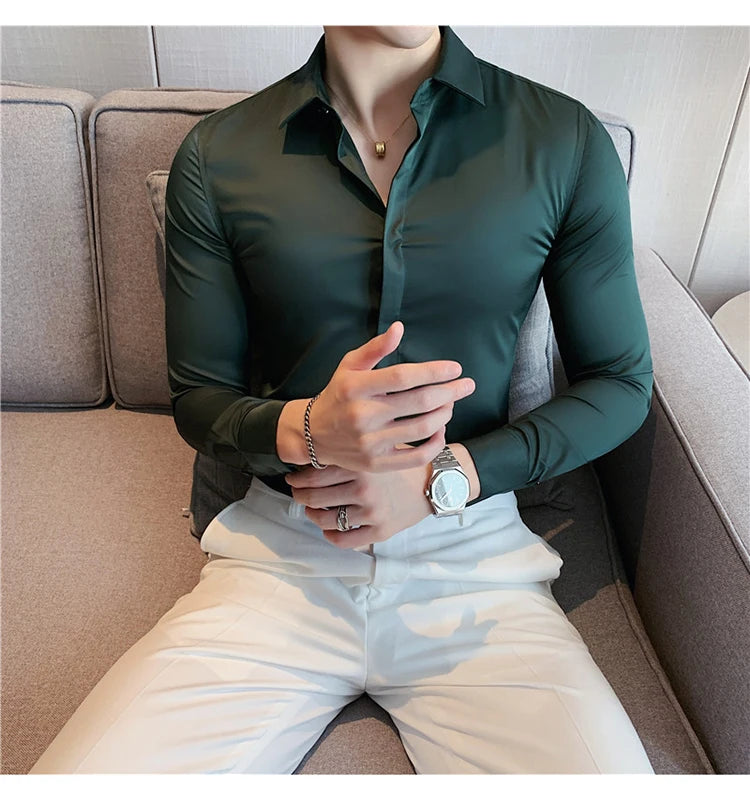 8Farben SlimFit Langarmhemd - Gr. M-L, Feiner Stoff