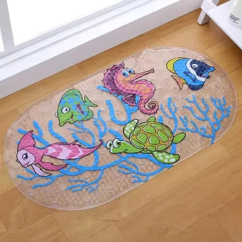Cute Cartoon Anti-Slip PVC Bath Mats With Sucker 38cm*69cm Bathroom Multi-Color Carpet Bathtub Non-Slip Shower Soft Massage Pad