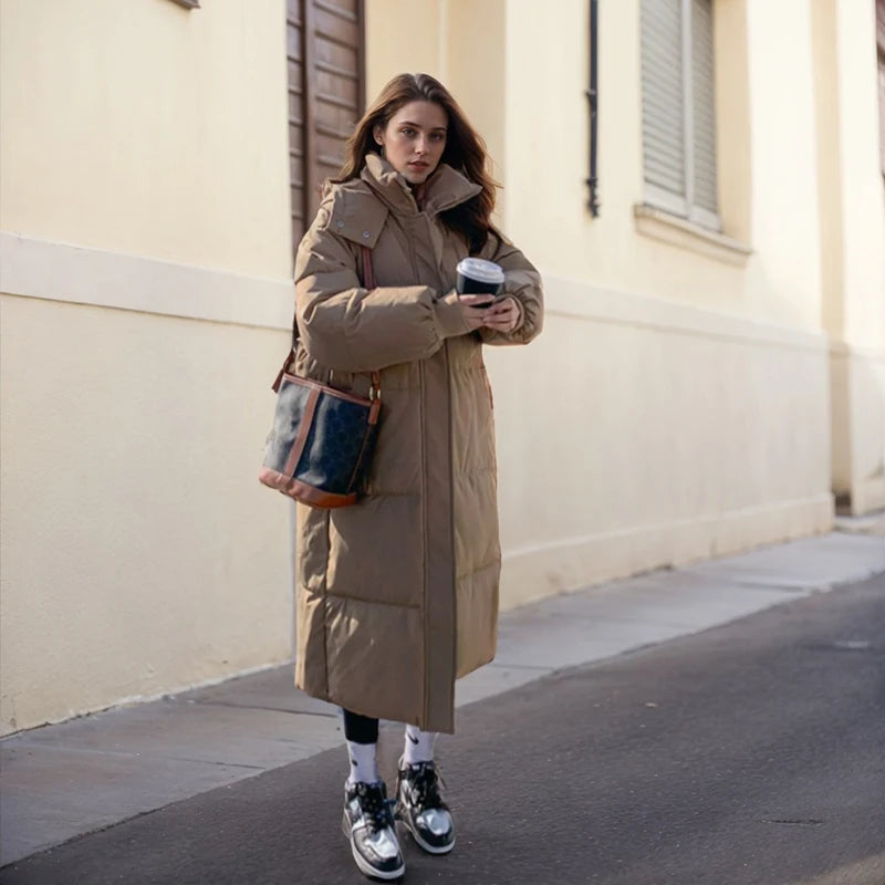 WinterParka Koreanisch Gefüttert - Kapuze, Baumwolle, lang