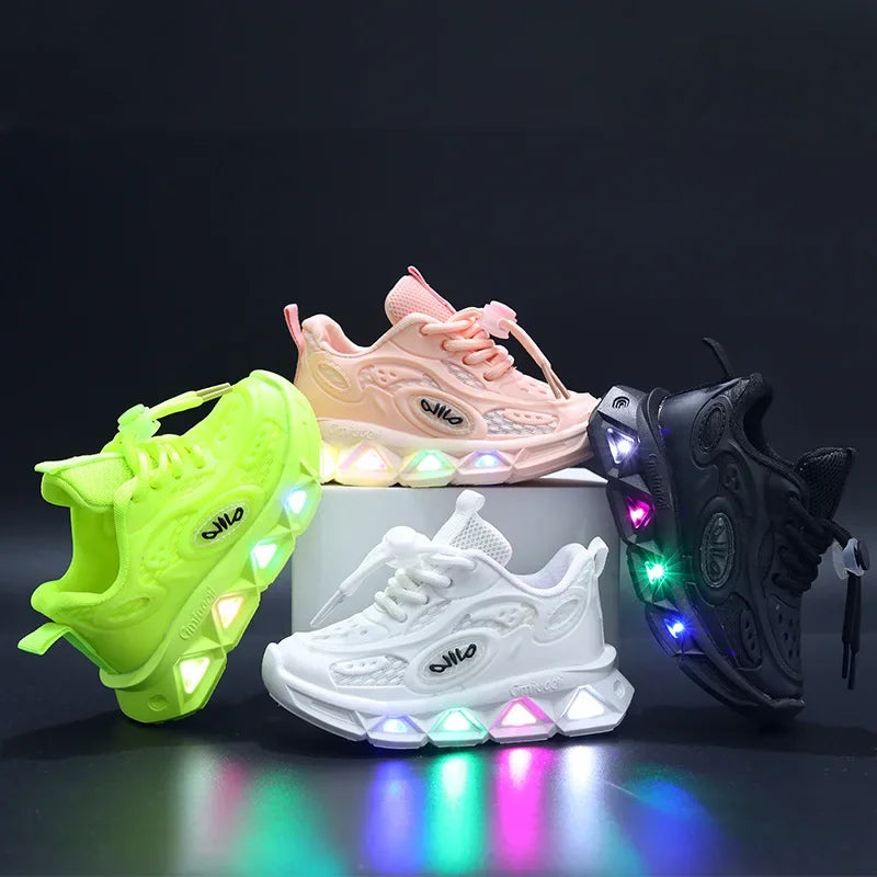 Baby Schuhe 2025 - Frühling Herbst Leuchtende Sneaker - Jungen Mädchen LED Schuhe Weiche Sohle 7-13J