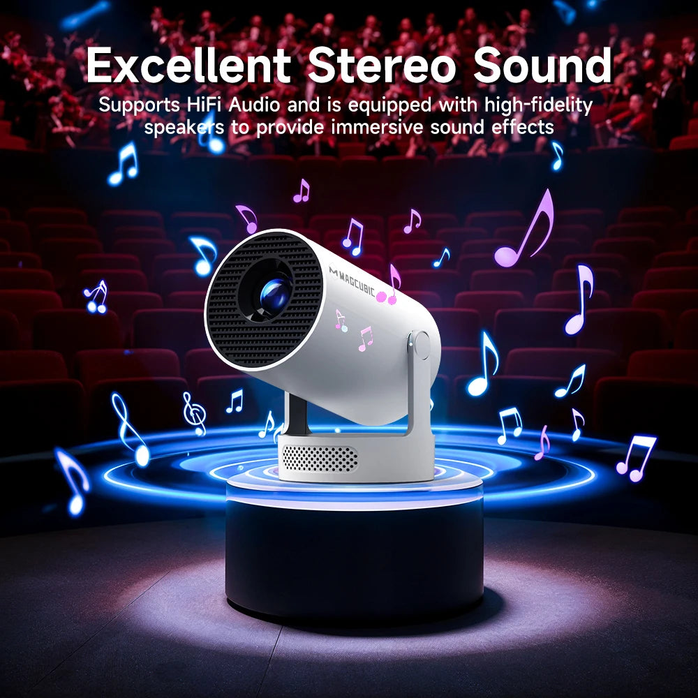 Magcubic Projector Android 11 4K 1280*720P HY300 Pro + Dual Wifi 260ANSI 180°flexible BT5.0 Cinema Outdoor Portable Projector