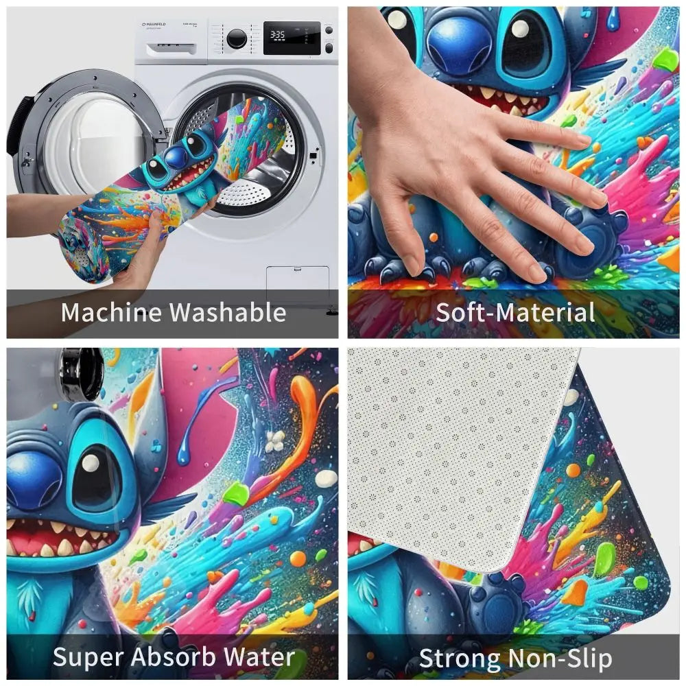 Custom Cartoon Stitch Floor Door Kitchen Bathroom Mat Anti-Slip Outdoor Doormat Bedroom Balcony Entrance Rug Carpet Footpad
