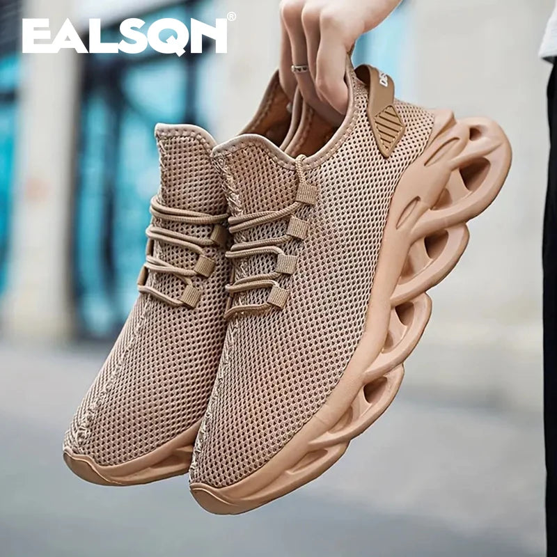 Herren-Laufschuhe 2025: EALSQN Männer Sport Laufen Schwarz Jogging Schuhe Lässige Sneaker Braun Outdoor Atmungsaktiv Mesh Frauen Leicht Stoßdämpfung Schwarz Tennis Kollektion