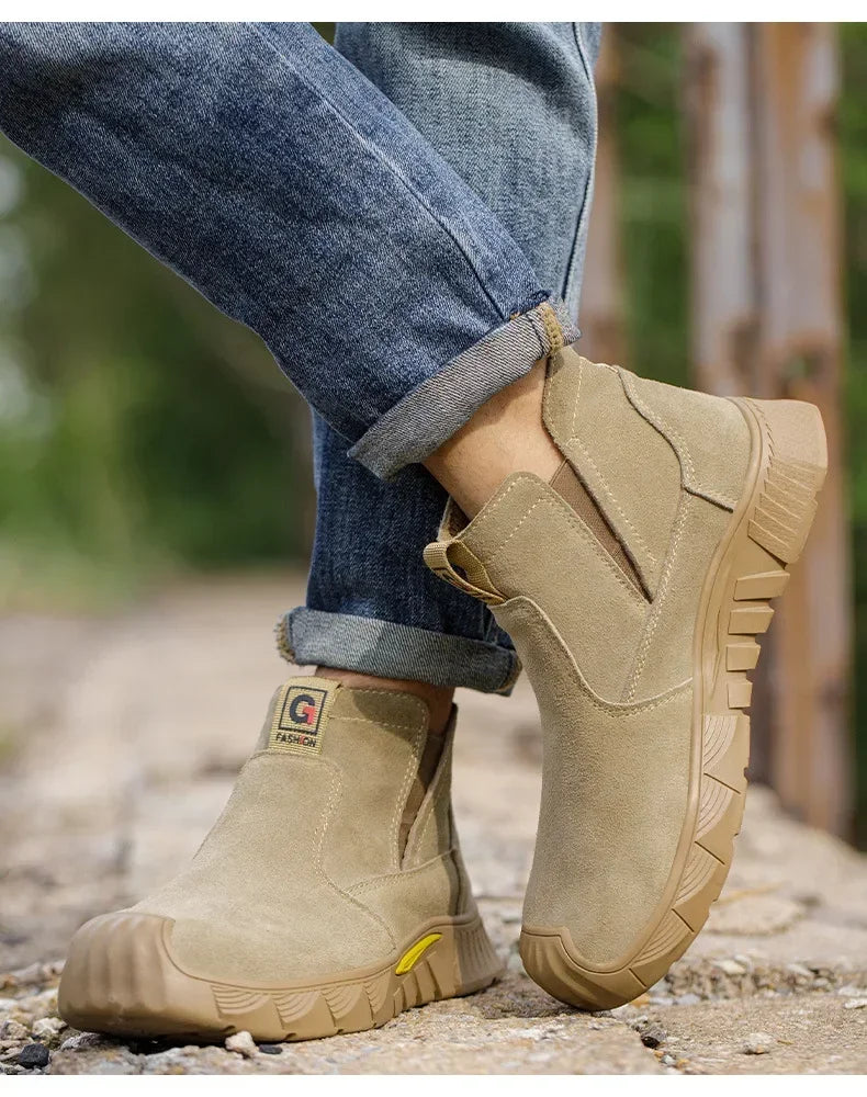 ZQXYZ 7100 Stahlkappe-Arbeitsschuhe - Gr 44; Leder; Gummi