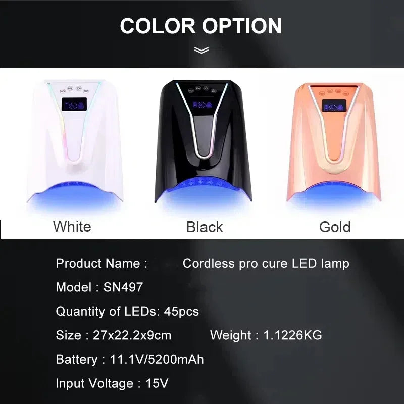 Uscător de unghii SN497 UV LED 128W wireless - 45 LED-uri, baterie