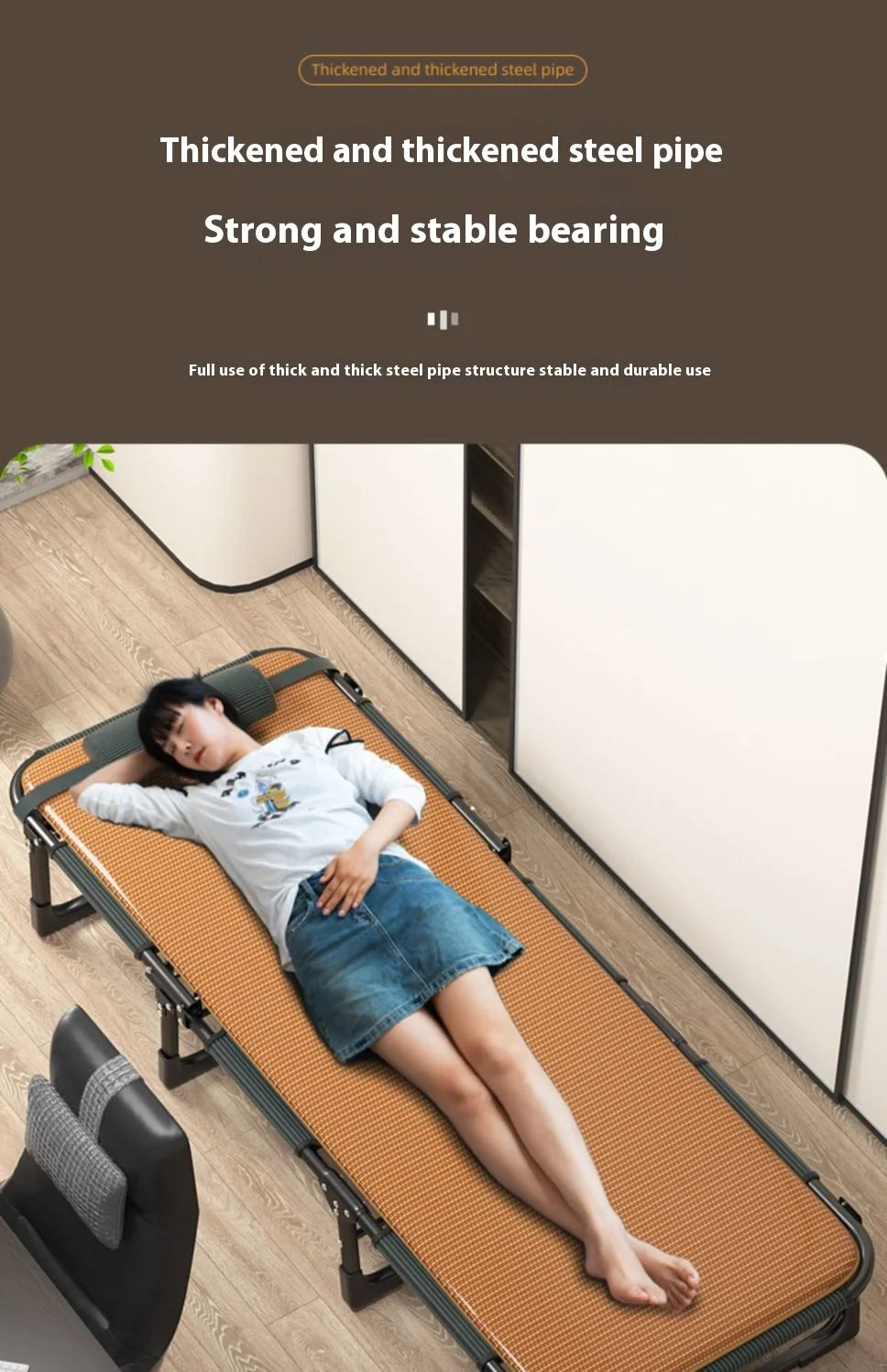 GIANXI Summer Rollaway Bed Outdoor Recliner Cool Pad Adjustable Bed Adult Lightweight Portable Camping Bed Easy Storage Crib