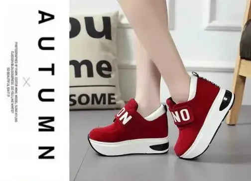 NEW Platform Wedge Sneakers Ladies Shoes Sneaker Casual Shoes Trainers Women Female Shoes Black Red Sneaker Women Tenis Feminino