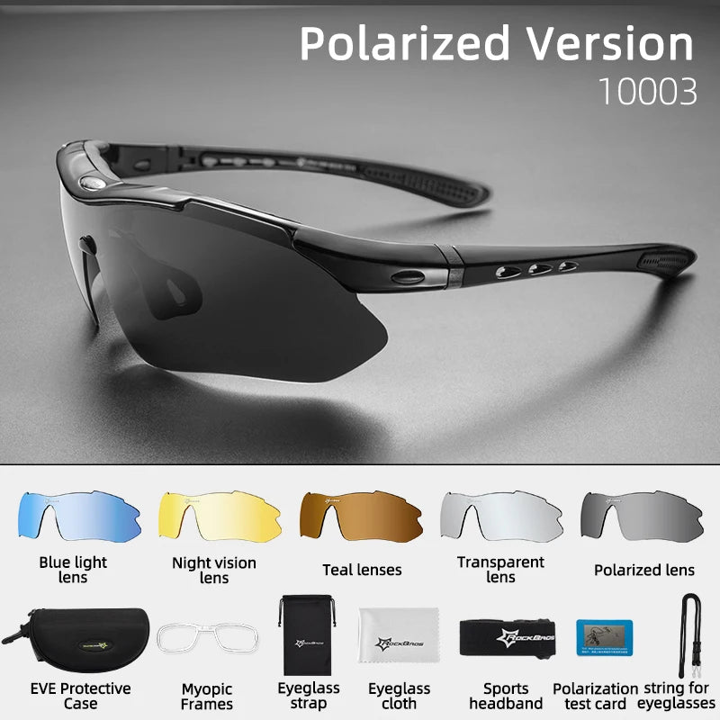 ROCKBROS Radfahren Polarisiert Brille Fahrrad Sonnenbrille Outdoor Sport Sonnenbrille MTB PC Schutzbrille Augenschutz 5/3 Linsen Fahrrad Zubehör
