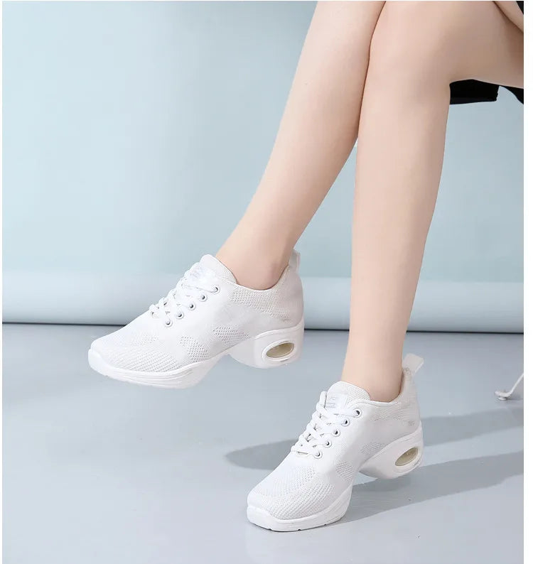 Sneakers Dance Shoes For Women Flying Woven Mesh Comfortable Modern Jazz Dancing Shoes Girls Ladies Outdoor Sports Shoes