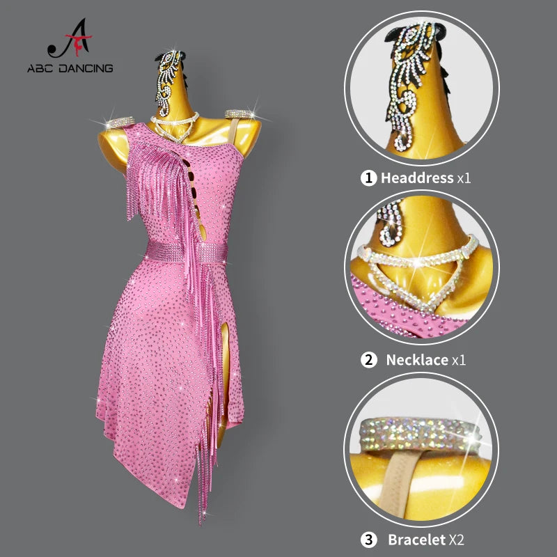Elegante Partykleider Für Frauen 2025 Neu Lateinische Tanzkleidung Sexy Tanzkleidung Kostüm Linie Rock Kinder Mädchen Bühne Sport Anzug Anpassbar