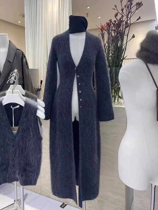 Cardigan lung, lejer, cu decolteu în V, KBATCN - Lungime 66 cm, Greutate 120 - 220 g pe metru pătrat, Croială normală