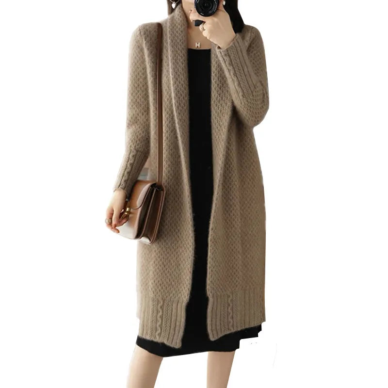 Yipn.igacoyou Cardigan Strickjacke Locker - Länge 66 cm Größe S-XL