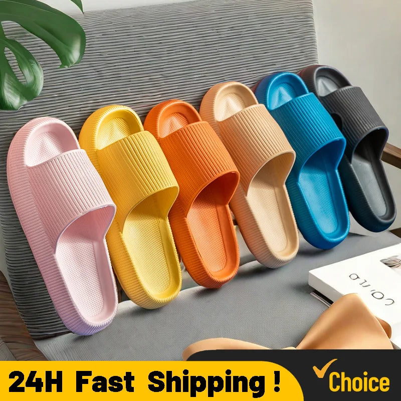 Frauen Dick Plattform Cloud Hausschuhe Sommer Strand Eva Weich Sohle Slide Sandalen Freizeit Männer Damen Innen Badezimmer Anti-Rutsch Schuhe
