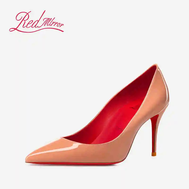 elegant woman heeled shoes 2024 trend luxury Brand Women High Heels Red Shiny Bottoms shallow Pumps Pointed Toe Sexy Women 12cm
