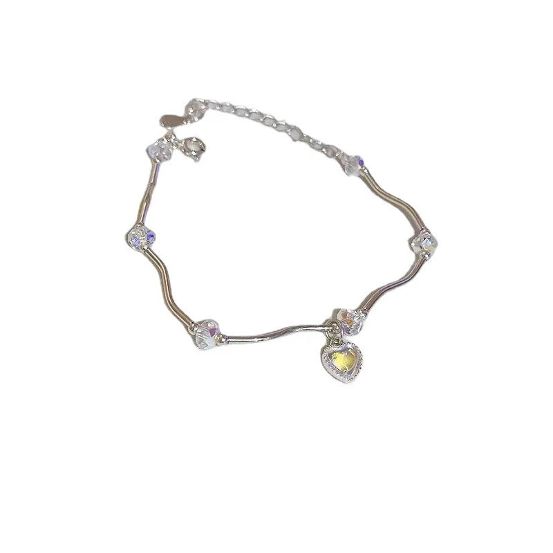 Luxus Kristall Armband für Damen - Mode Herz Charm Armbänder - Strass Bangle Braut Schmuck Accessoires Geschenke (Variante 2)