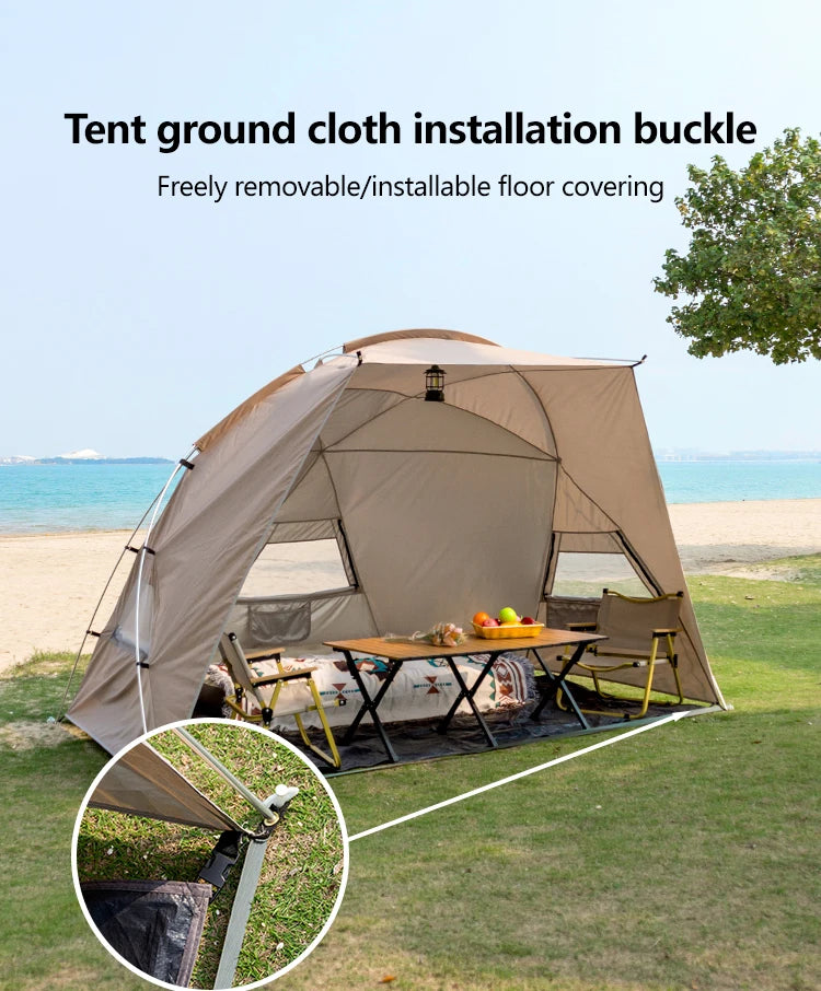Sonuto Outdoor 4-7 People Camping Park Beach Tent Vinyl Sunscreen Folding Portable Canopy Rainproof And Sunscreen Shelter