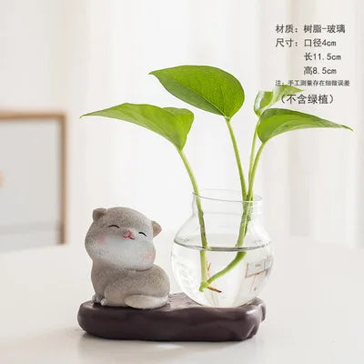 Creative Hydroponic Plant Vase Glass Transparent Container Dish Water Planting Flower Pot Living Room Decoration Decoration