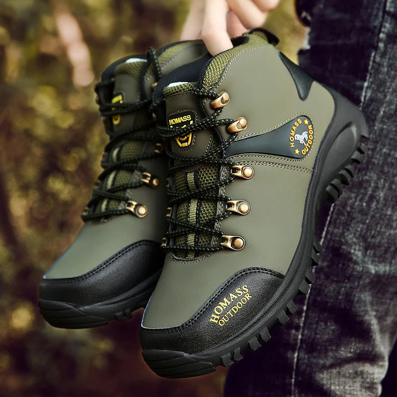Shoes for Men 2024 New Men Sneakers Leather Waterproof Mountaineering Camping Hiking Shoes Thick Sole Comfortable Running Shoes