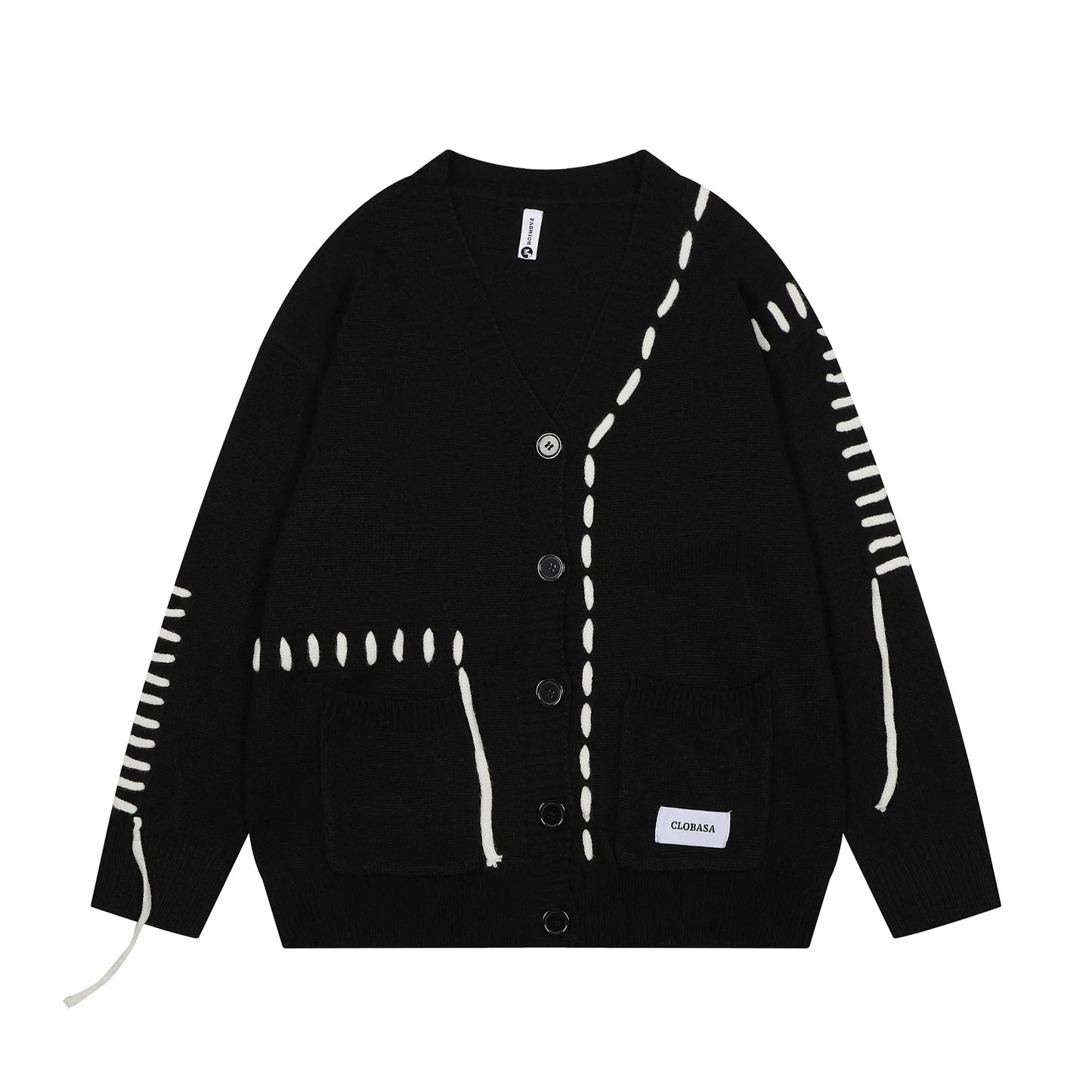 HANGJIACN Strickjacke Oversized Patchwork - Größe Oversized, Material Acryl, Patchwork Muster